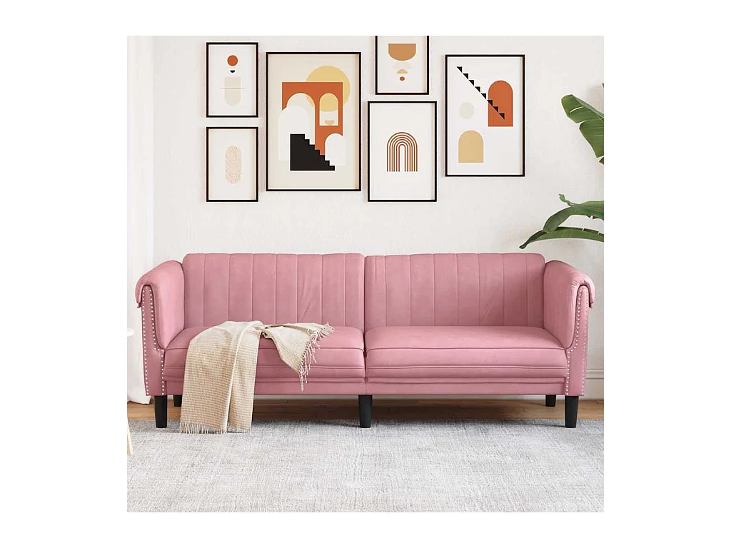Roze fluwelen 3-zitsbank