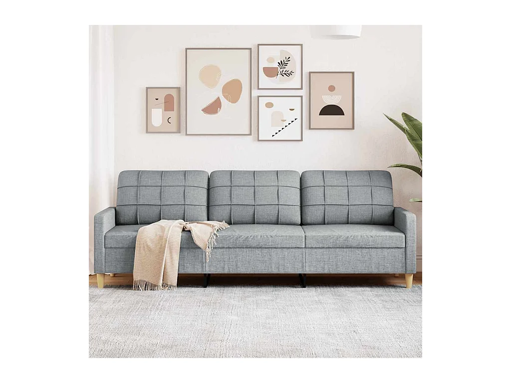Divano 3 posti Grigio chiaro 210 cm Tessuto