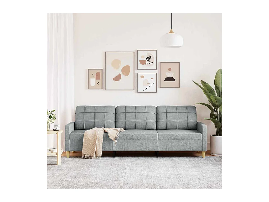 Divano 3 posti Grigio chiaro 210 cm Tessuto