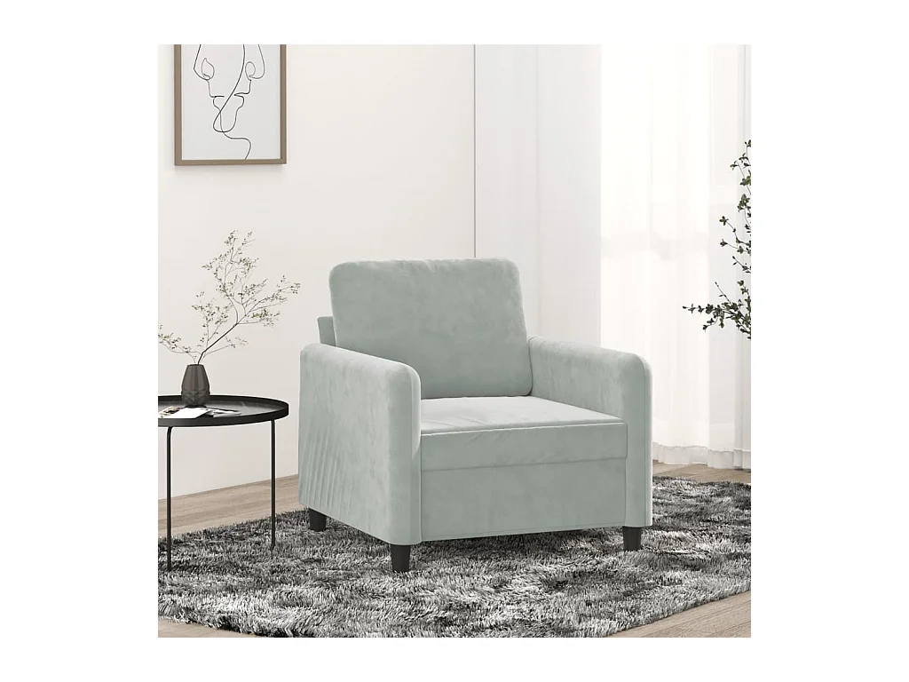 Fauteuil Gris clair 60 cm Velours