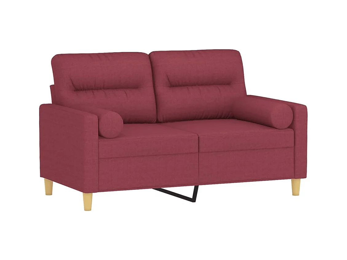 Divano 2 posti con cuscini bordeaux tessuto 120 cm