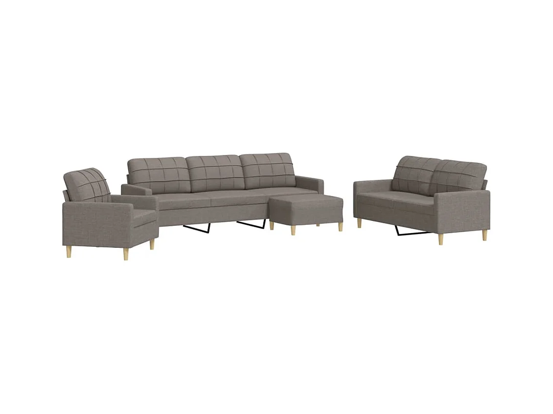 Conjunto de sofá de 4 piezas con reposapiés en tela color topo