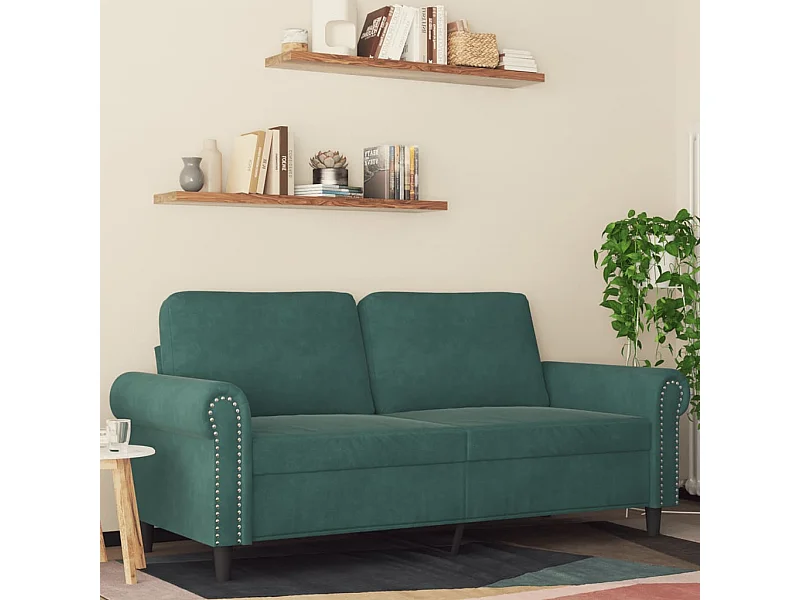 Donkergroene 2-zitsbank 140 cm fluweel