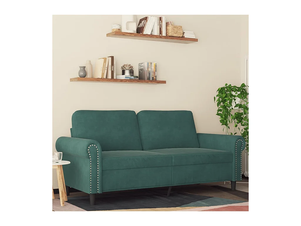 Donkergroene 2-zitsbank 140 cm fluweel