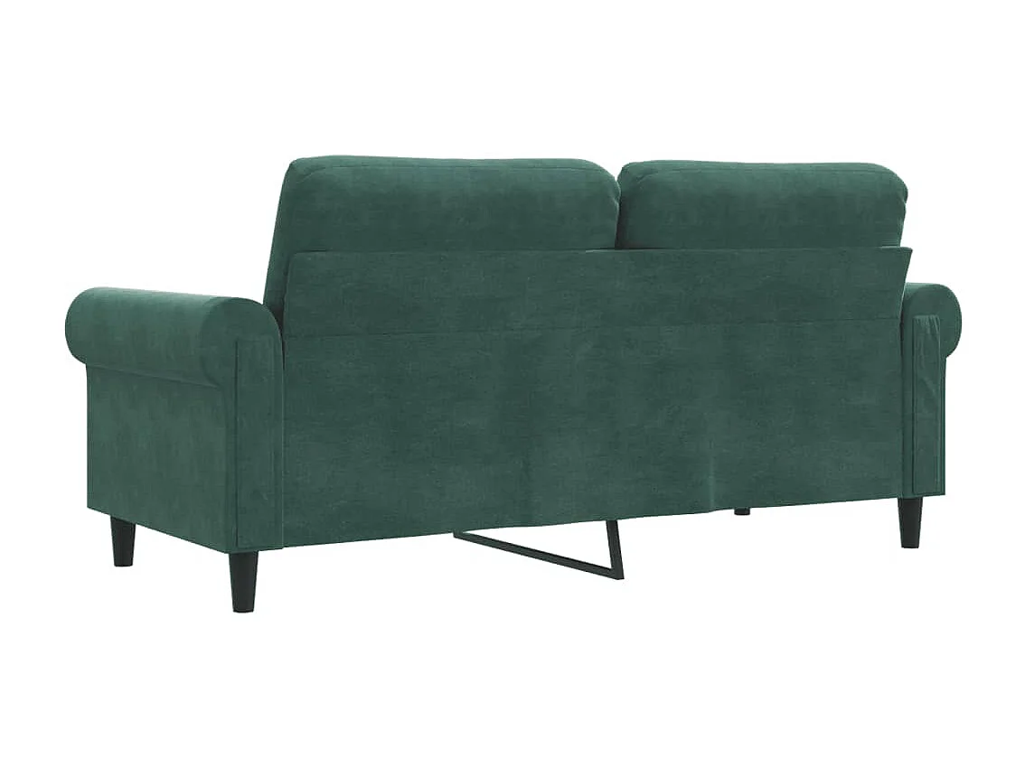 Sofá de 2 plazas verde oscuro de 140 cm en terciopelo