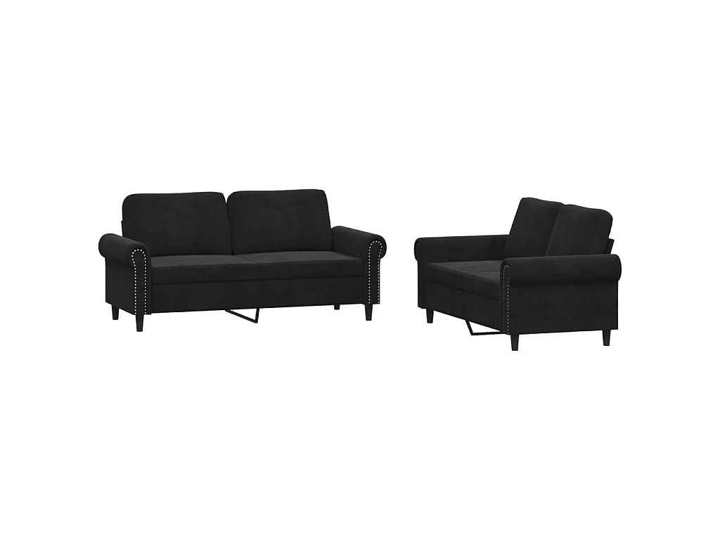 2-teiliges Sofaset mit Kissen Black Velvet