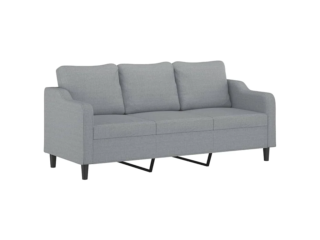 Divano 3 posti con poggiapiedi Grigio chiaro 180 cm Tessuto