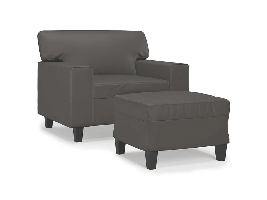 Fauteuil avec repose-pied Gris 60 cm Similicuir
