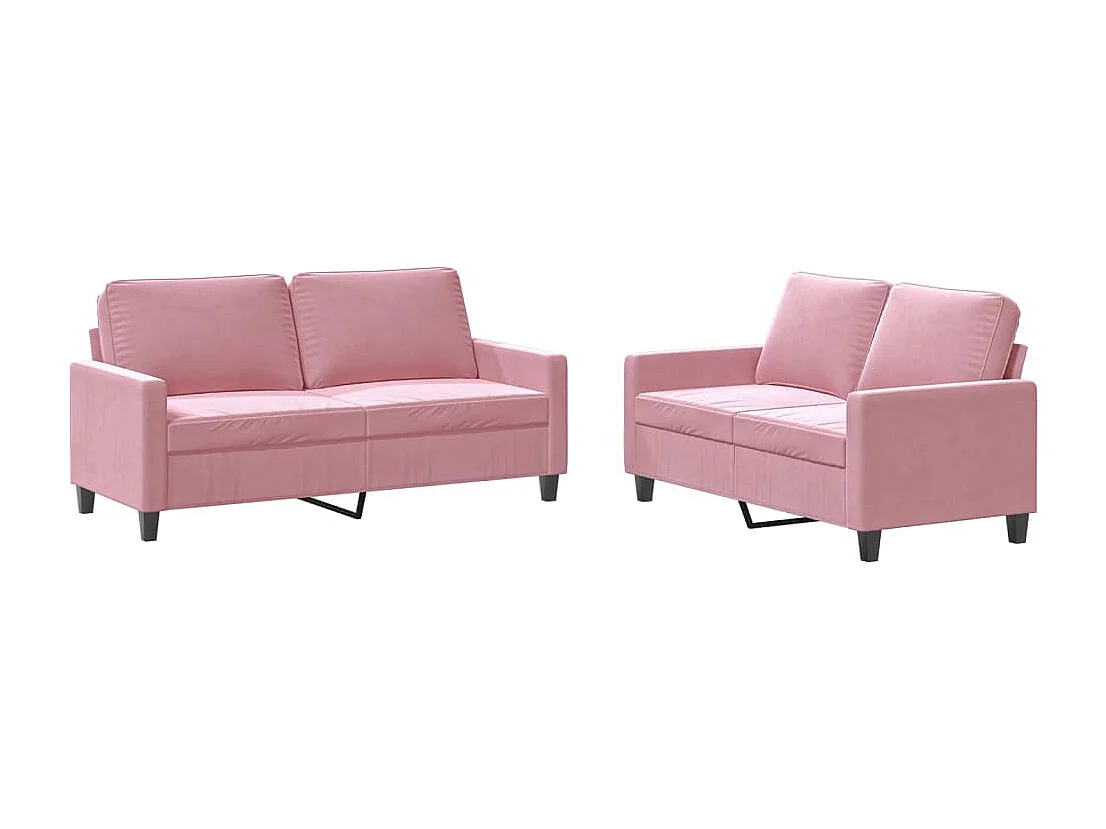 Conjunto de sofá de 2 piezas con cojines, terciopelo rosa