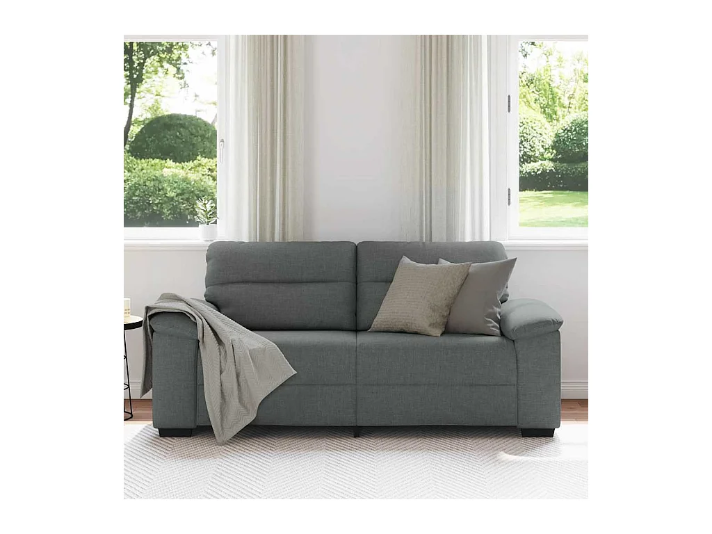 Canapé à 2 places gris foncé 140 cm tissu