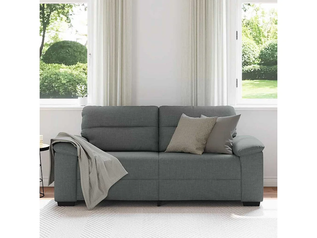 Canapé à 2 places gris foncé 140 cm tissu