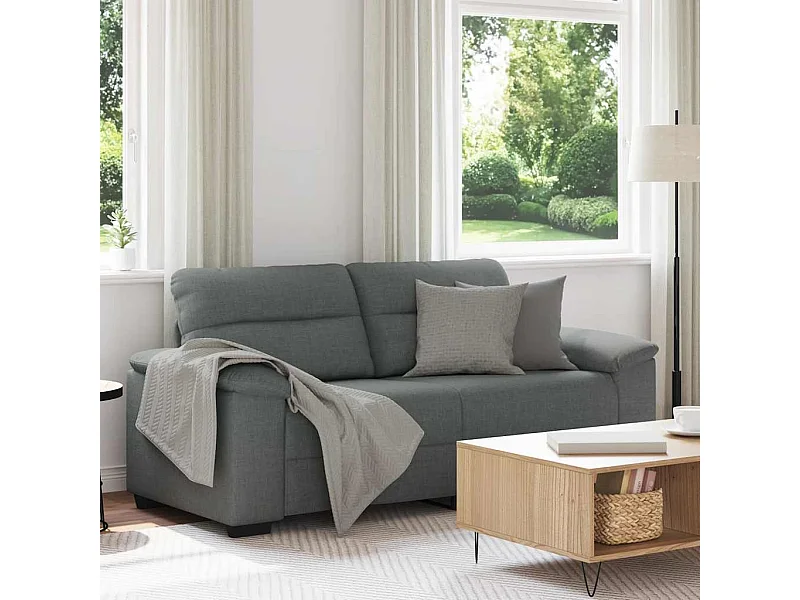 Canapé à 2 places gris foncé 140 cm tissu