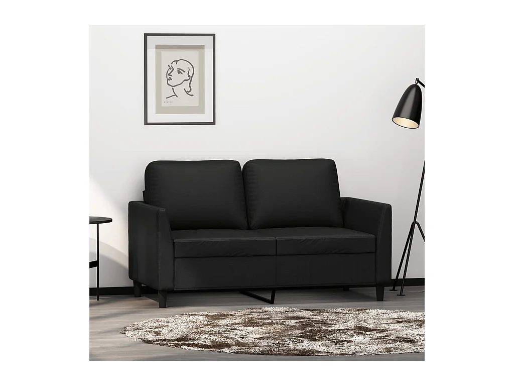 Sofá 2 plazas Negro 120 cm Piel sintética