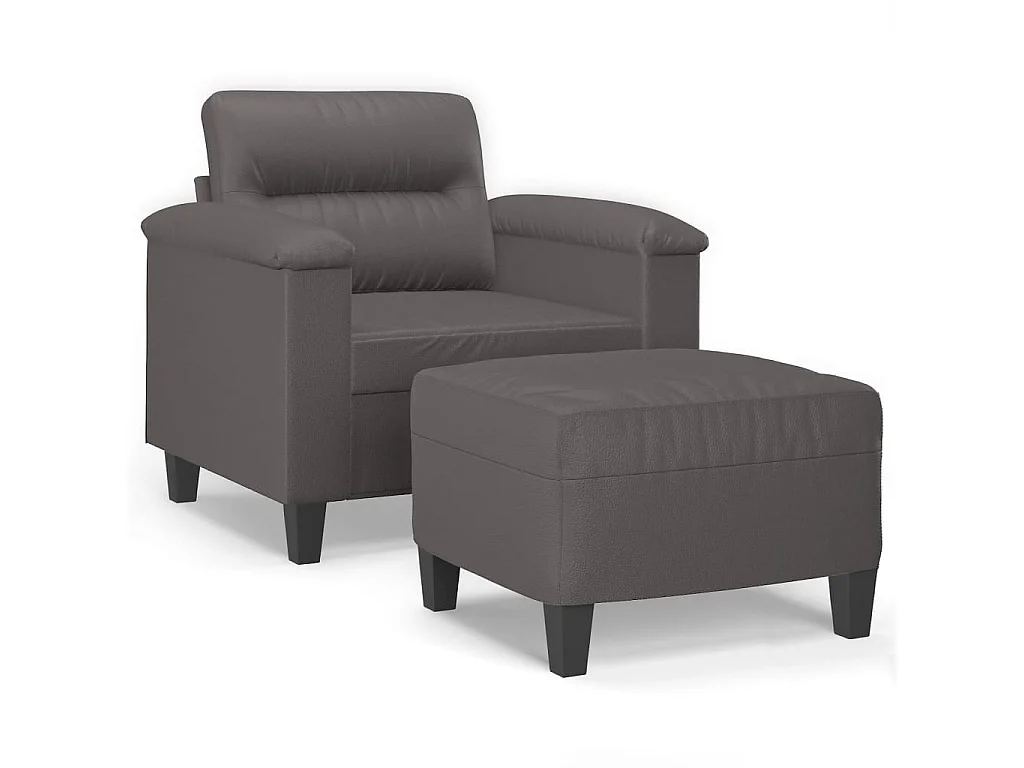 Fauteuil avec repose-pied Gris 60 cm Similicuir