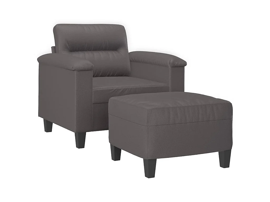 Fauteuil avec repose-pied Gris 60 cm Similicuir