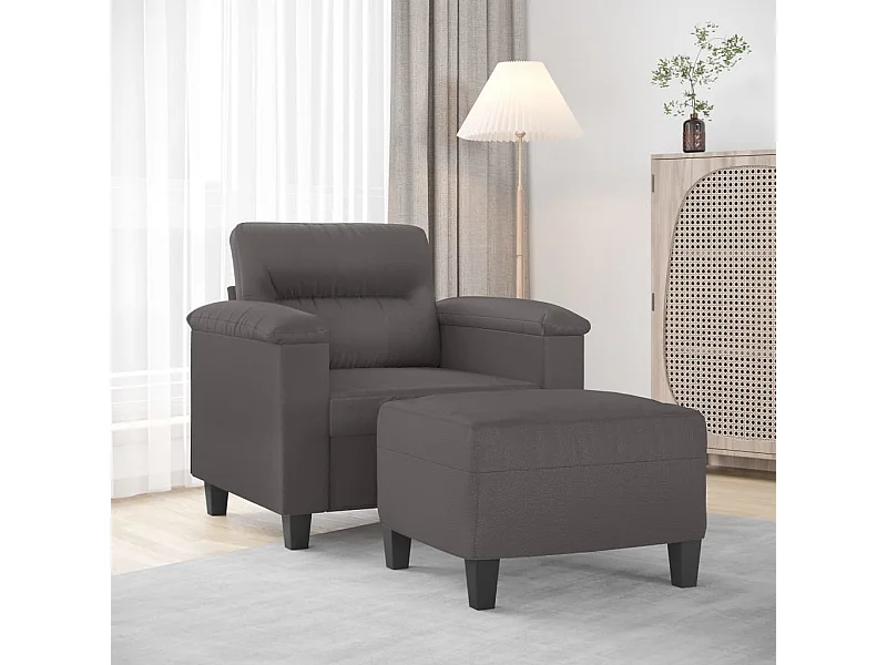 Sillón con reposapiés Gris 60 cm Piel sintética