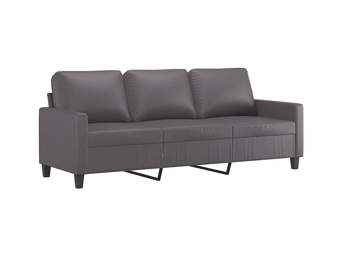 Conjunto de sofá de 4 piezas con cojines de piel sintética gris