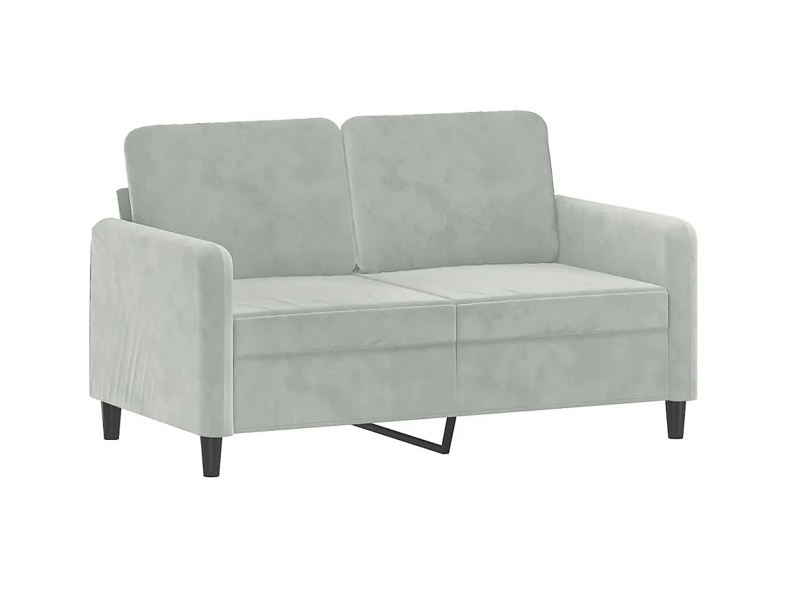 2-delige lichtgrijze fluwelen bankset