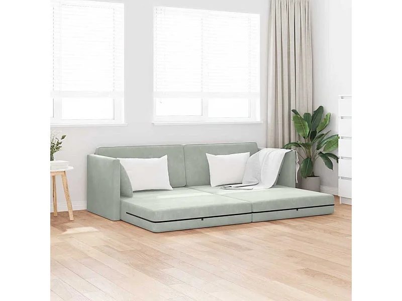 Divano letto grigio chiaro 213 x 76 x 77 cm in velluto