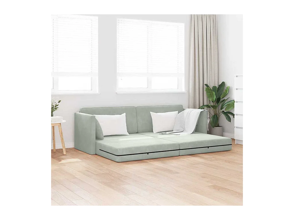 Divano letto grigio chiaro 213 x 76 x 77 cm in velluto