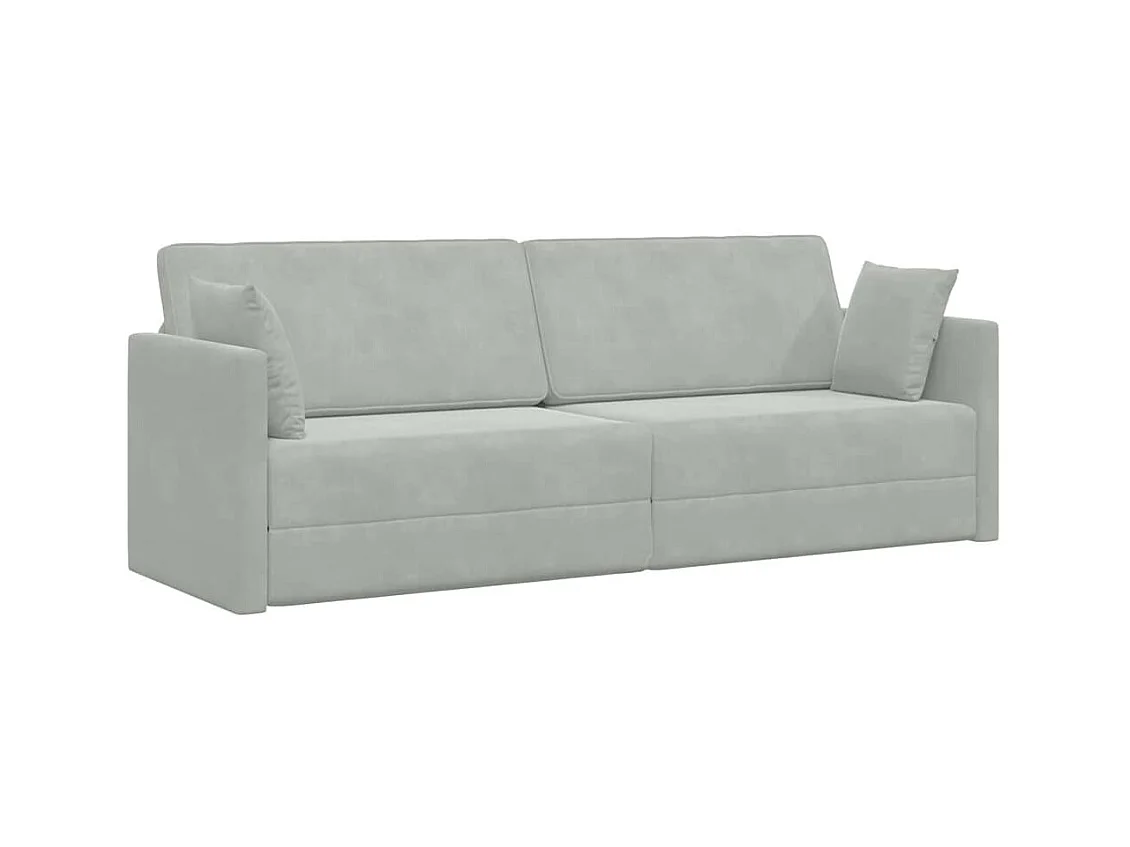 Divano letto grigio chiaro 213 x 76 x 77 cm in velluto
