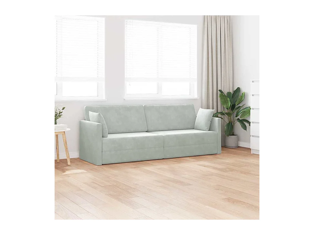 Divano letto grigio chiaro 213 x 76 x 77 cm in velluto