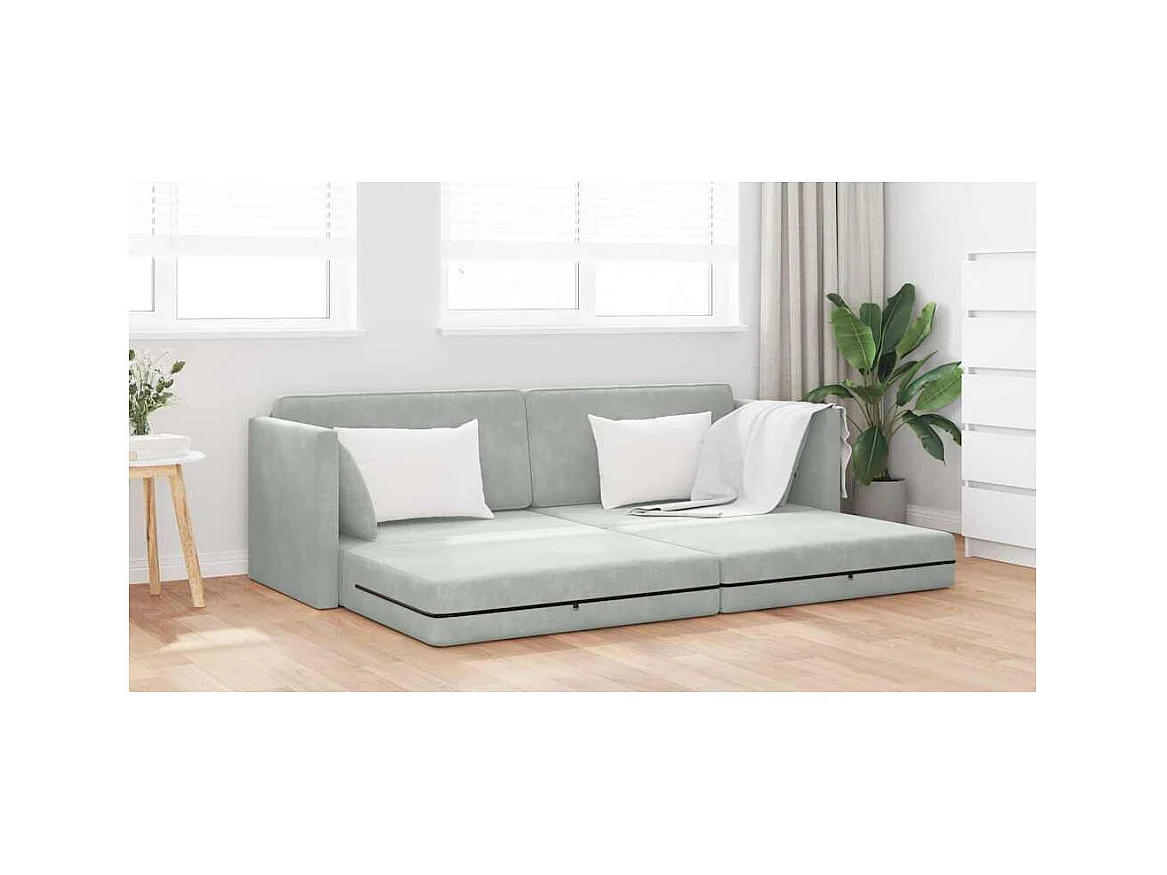 Divano letto grigio chiaro 213 x 76 x 77 cm in velluto
