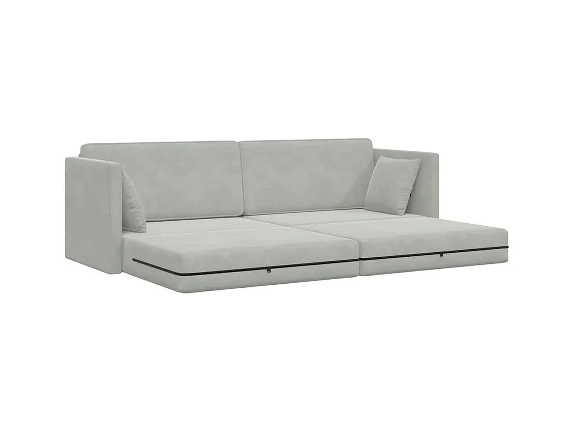 Divano letto grigio chiaro 213 x 76 x 77 cm in velluto
