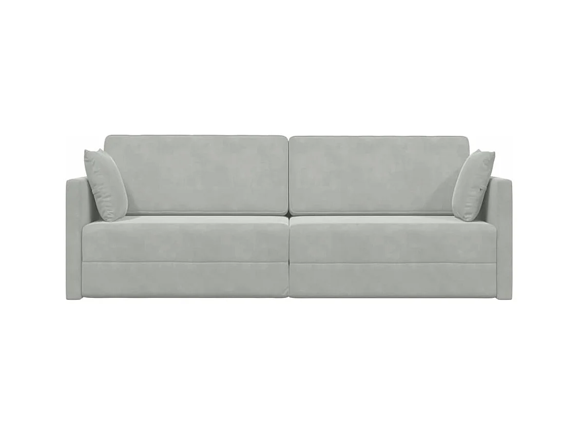 Divano letto grigio chiaro 213 x 76 x 77 cm in velluto