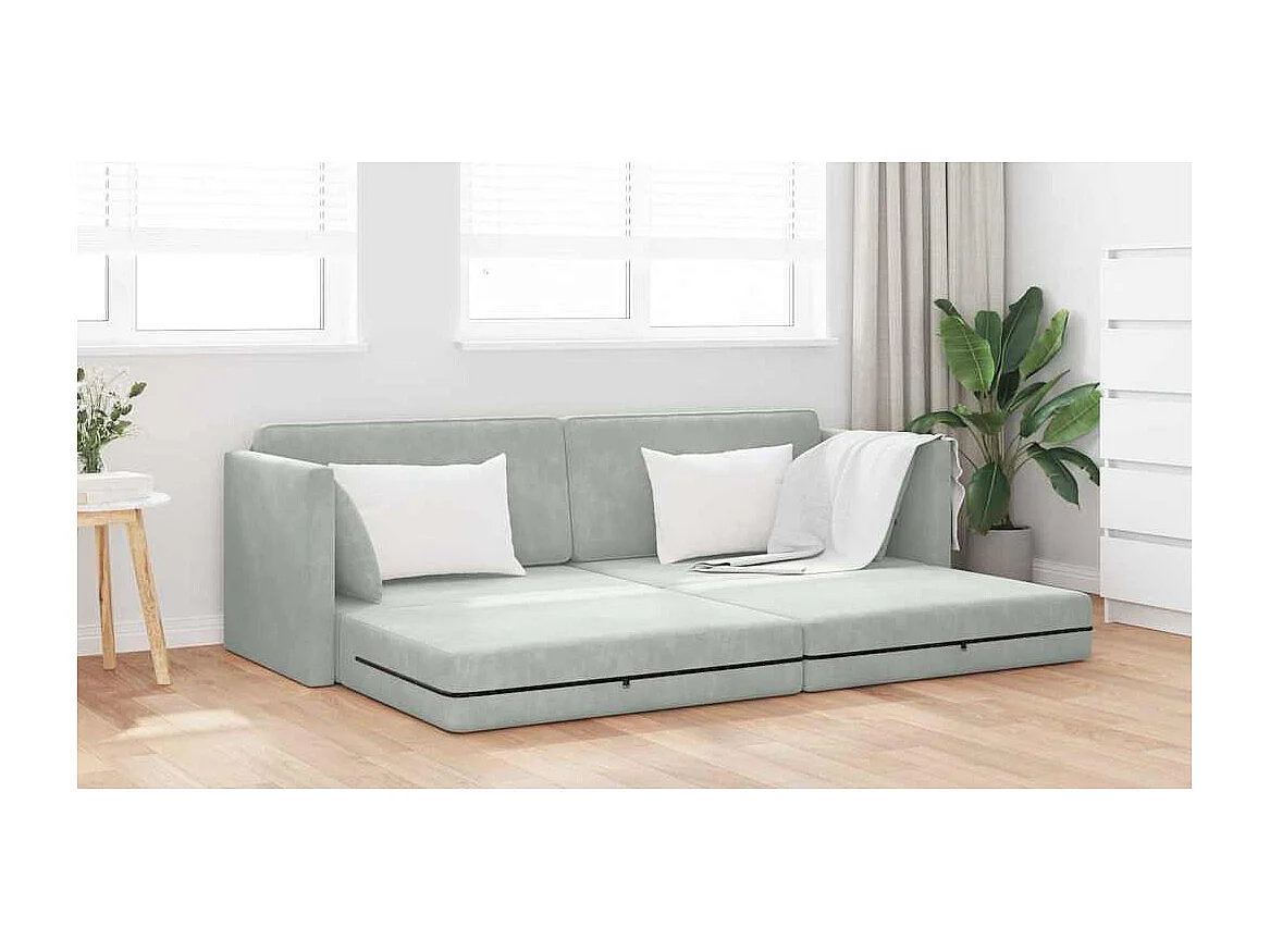 Lichtgrijze slaapbank 213 x 76 x 77 cm fluweel