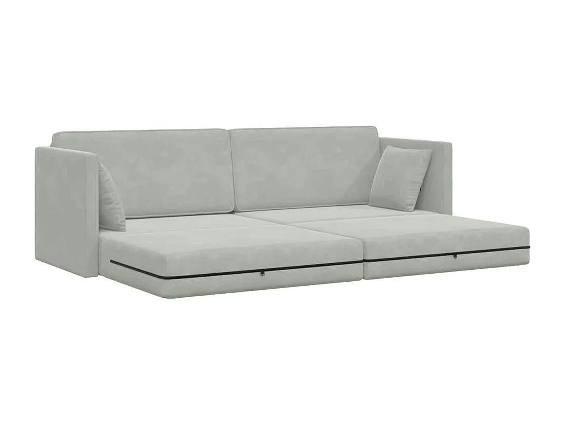 Lichtgrijze slaapbank 213 x 76 x 77 cm fluweel