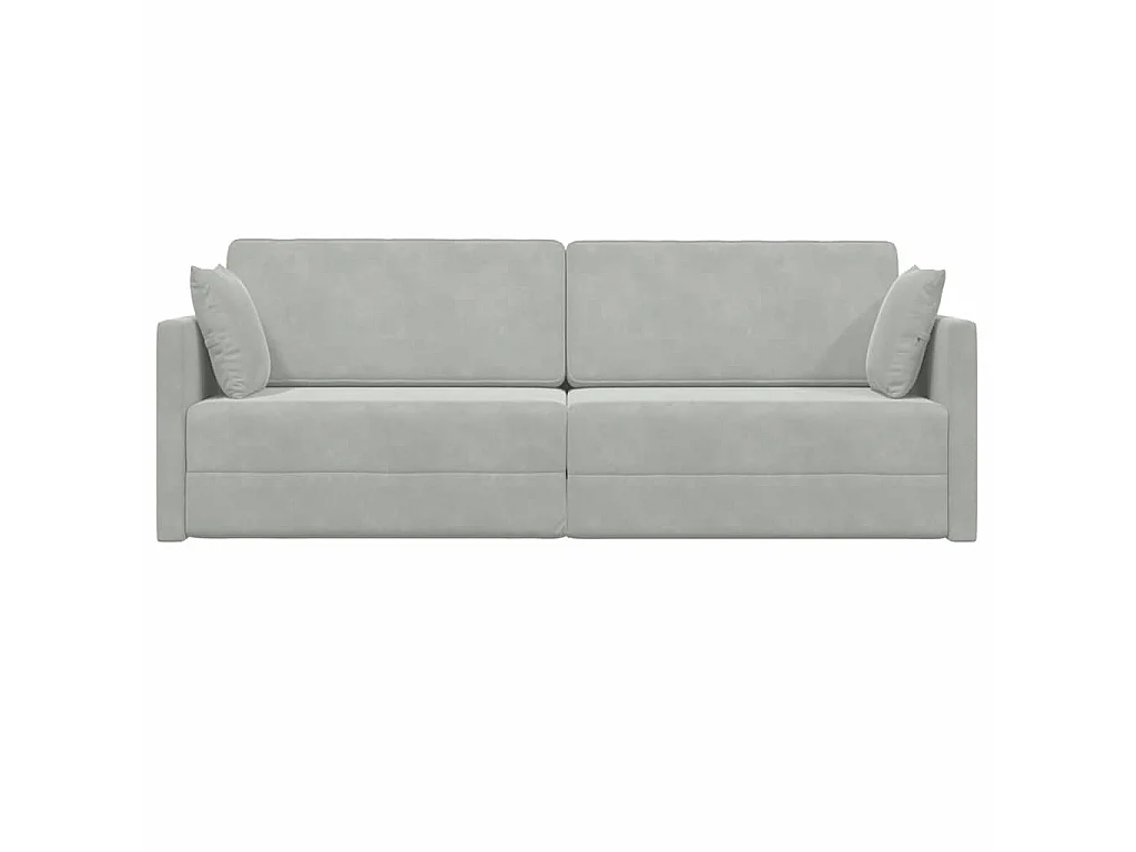 Canapé convertible 2 places en velours gris clair 213x76x77 cm