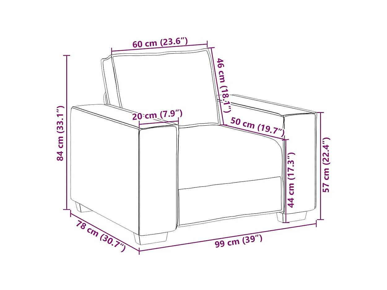 Divano Poltrona Grigio Nuvola 60 cm Tessuto