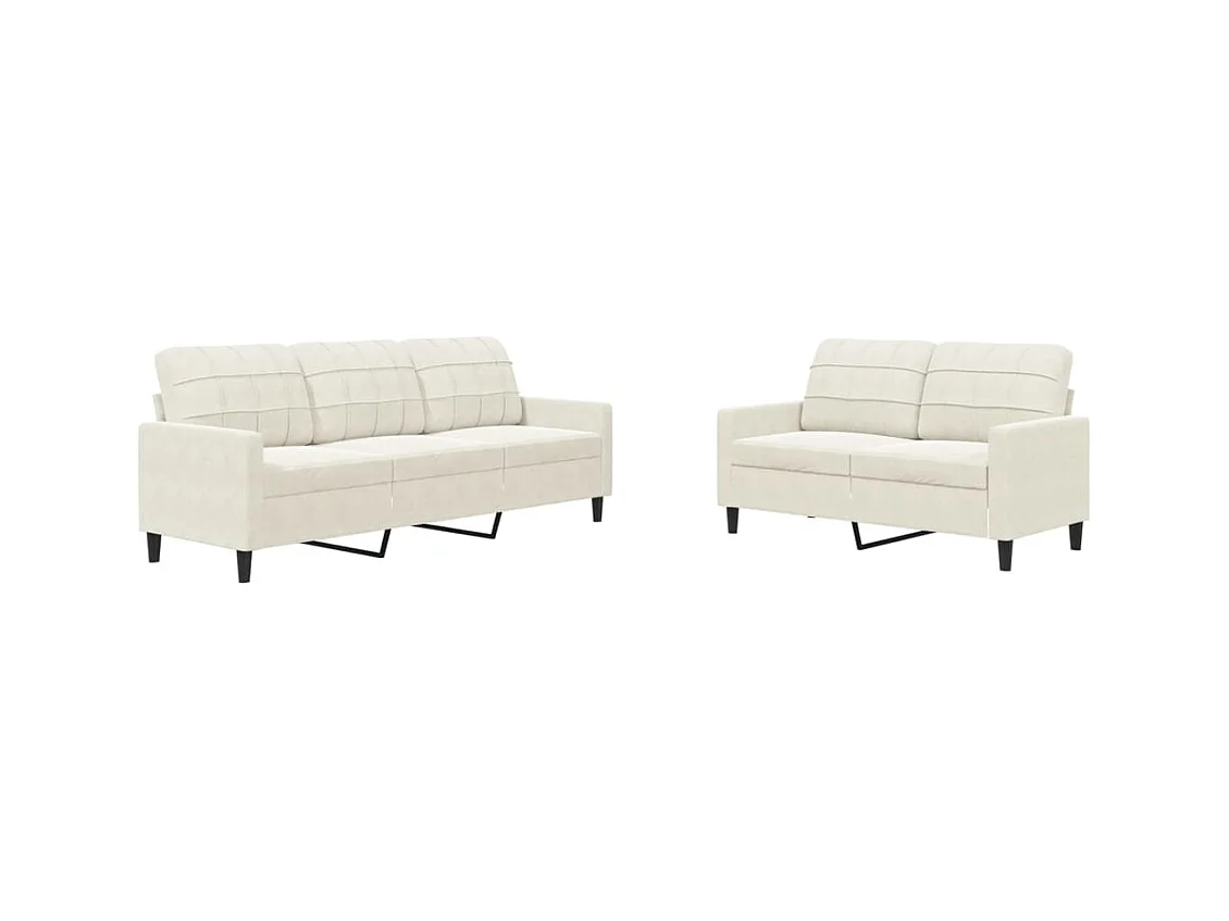 2-delige bankstel met crèmekleurige fluwelen kussens