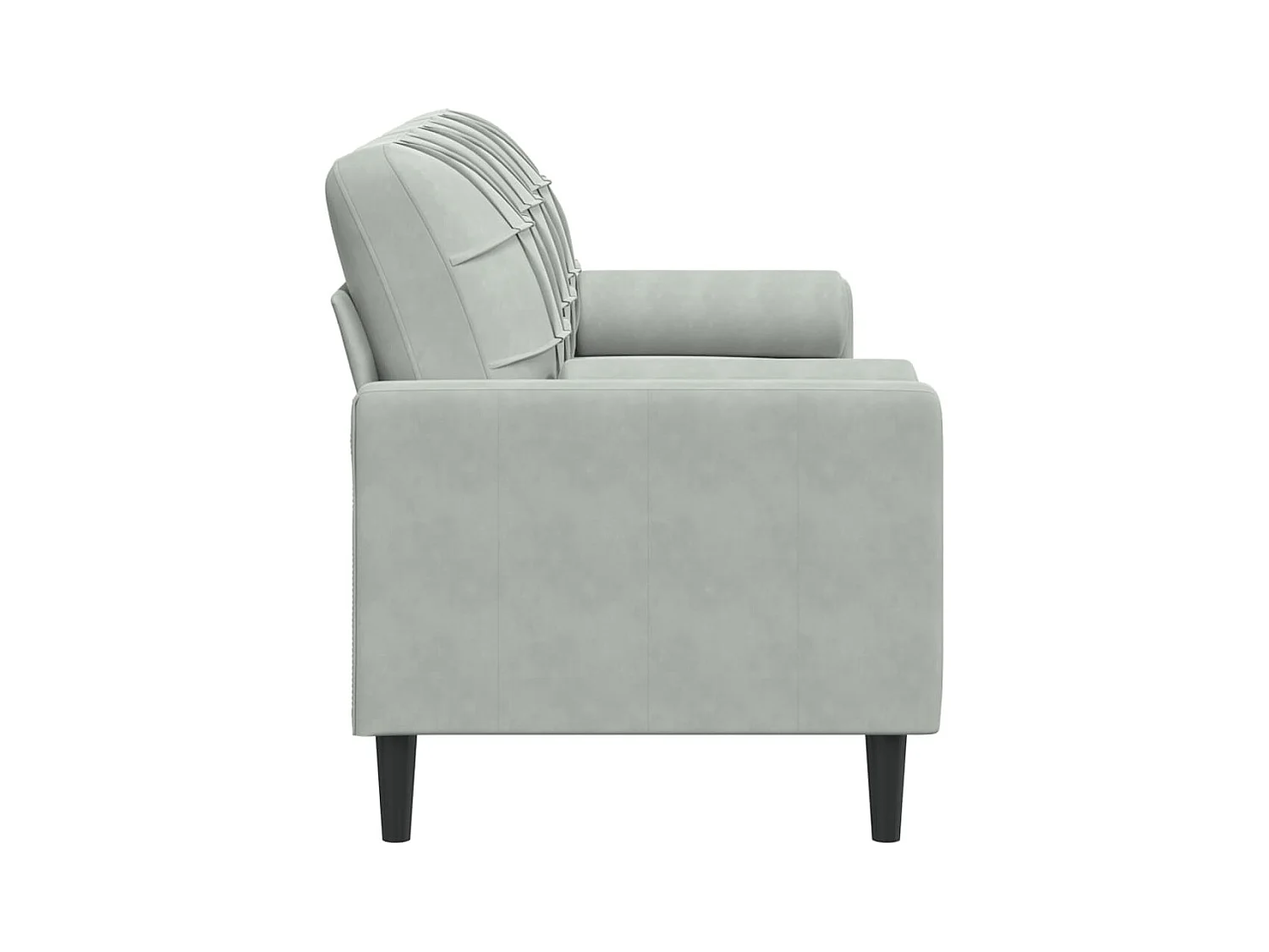 Sofá de 3 plazas con cojines gris claro de terciopelo de 180 cm.