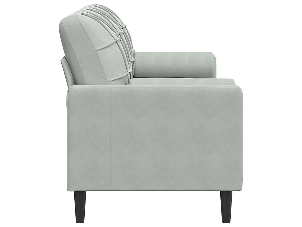 Divano 3 posti con cuscini grigio chiaro 180 cm in velluto