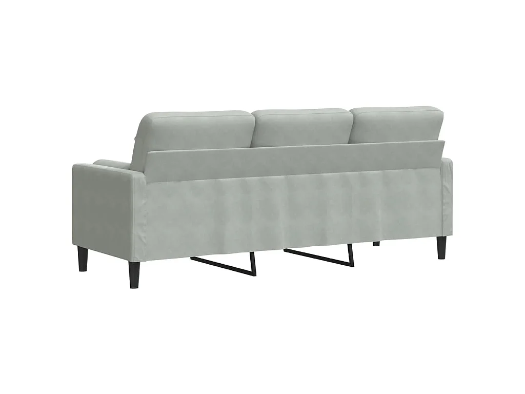 Divano 3 posti con cuscini grigio chiaro 180 cm in velluto
