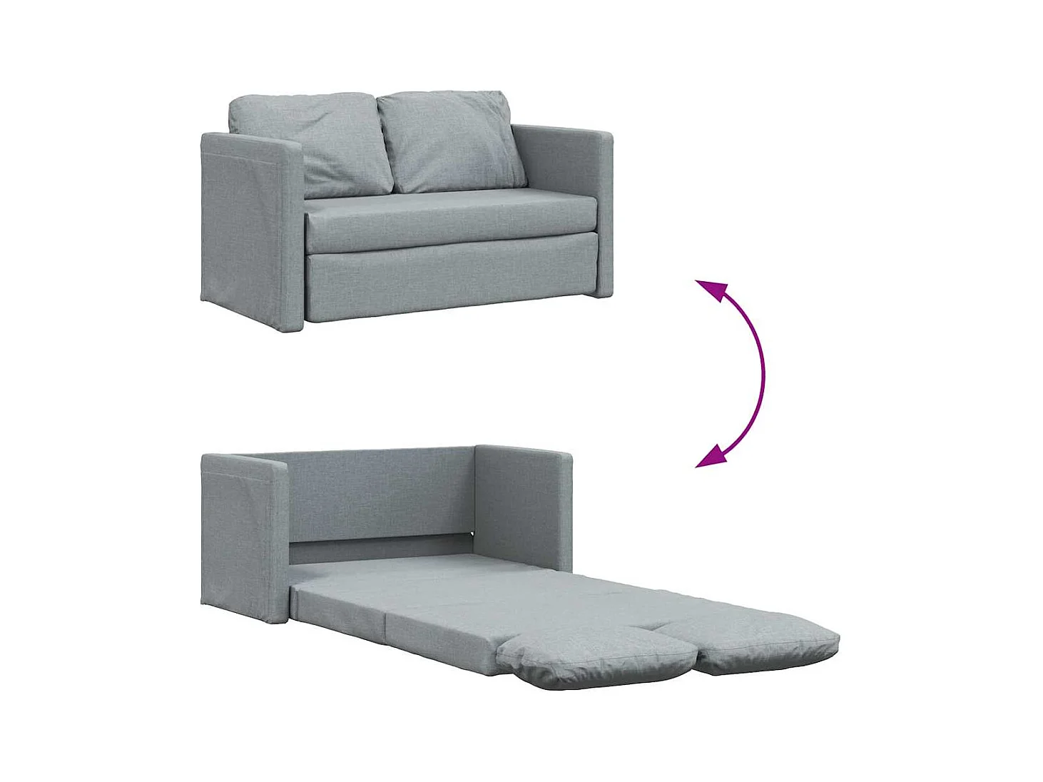 Divano letto 2 in 1 grigio chiaro 112x174x55 cm tessuto