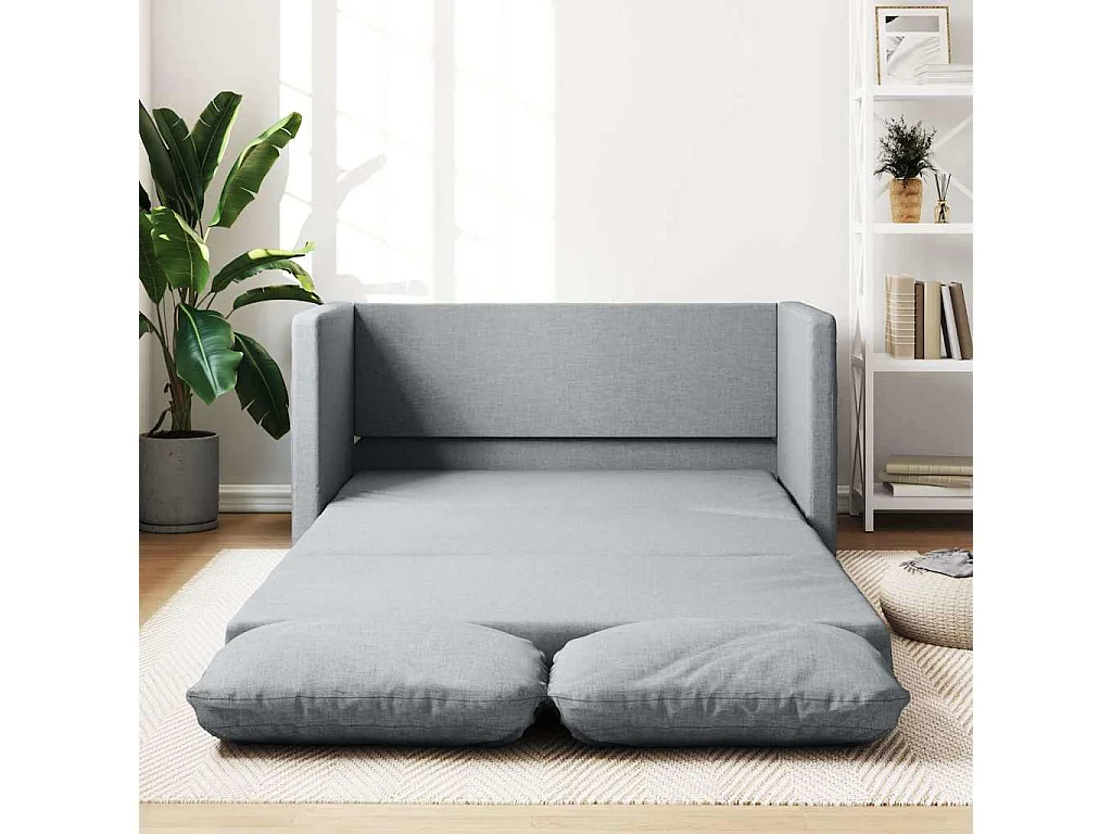 in 1 lichtgrijze slaapbank 112x174x55 cm stof