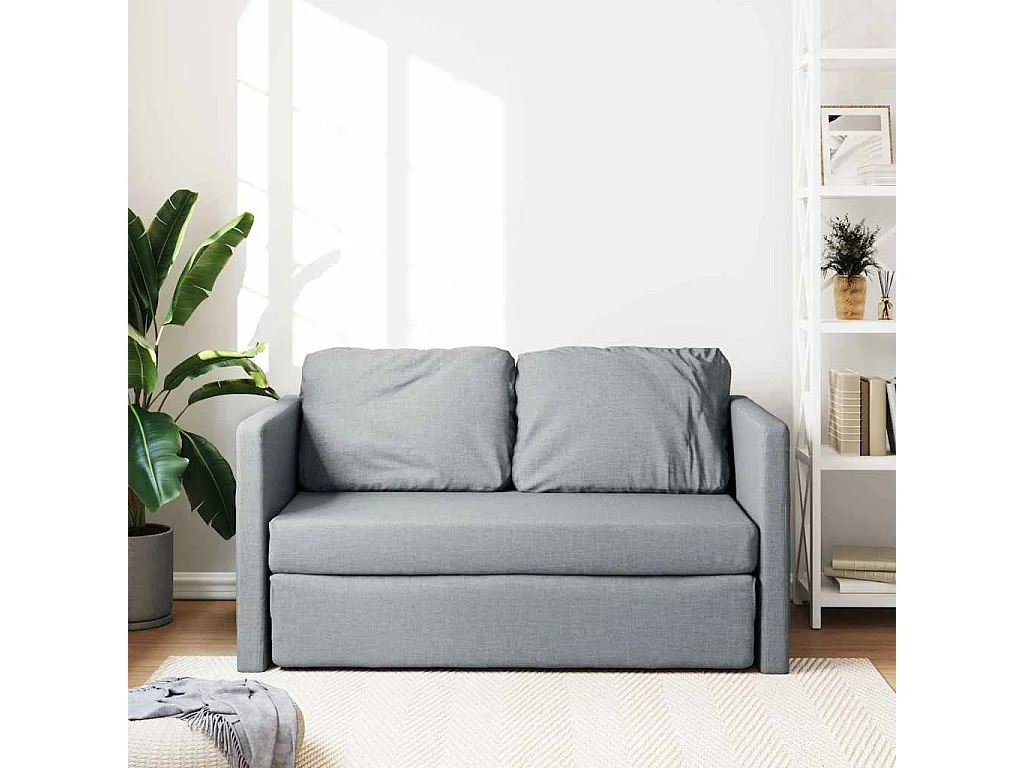 in 1 lichtgrijze slaapbank 112x174x55 cm stof