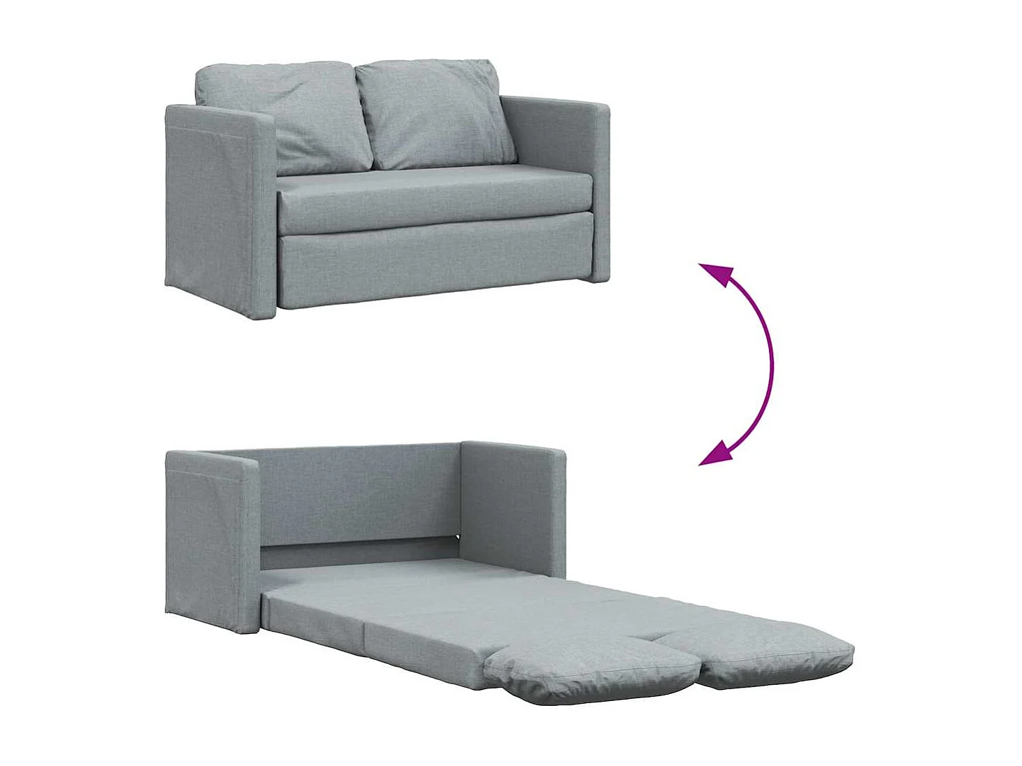 in 1 lichtgrijze slaapbank 112x174x55 cm stof