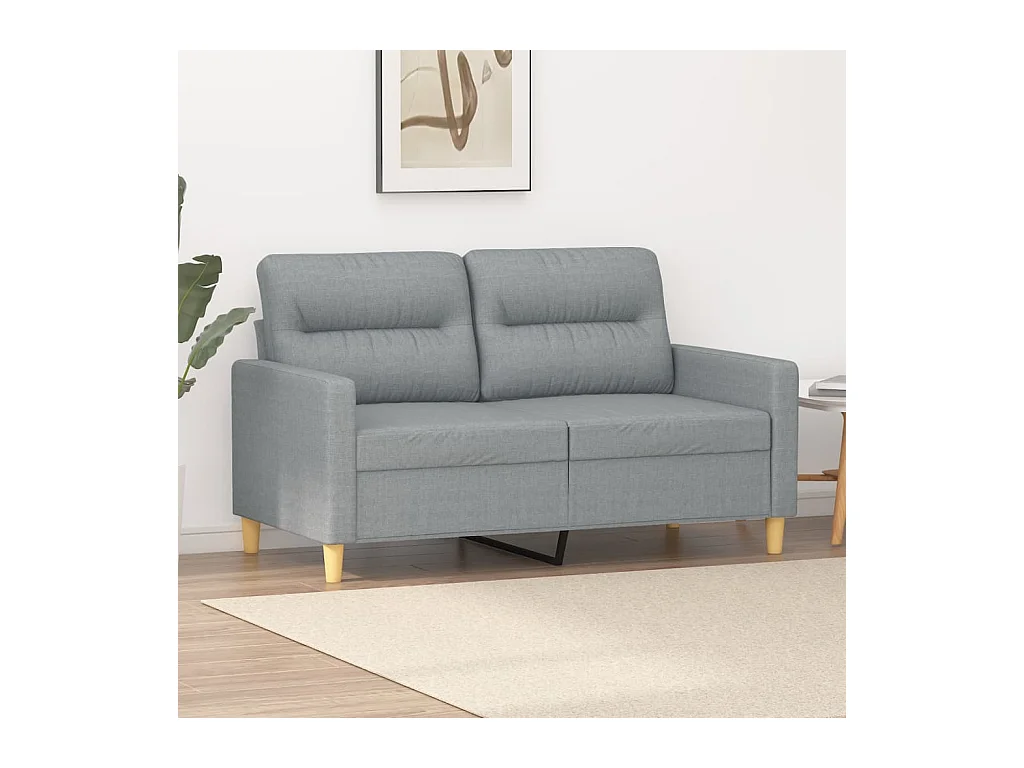 Canapé à 2 places Gris clair 120 cm Tissu