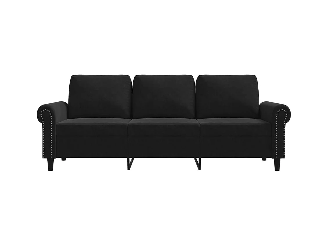 Sofá 3 plazas Terciopelo Negro 180 cm
