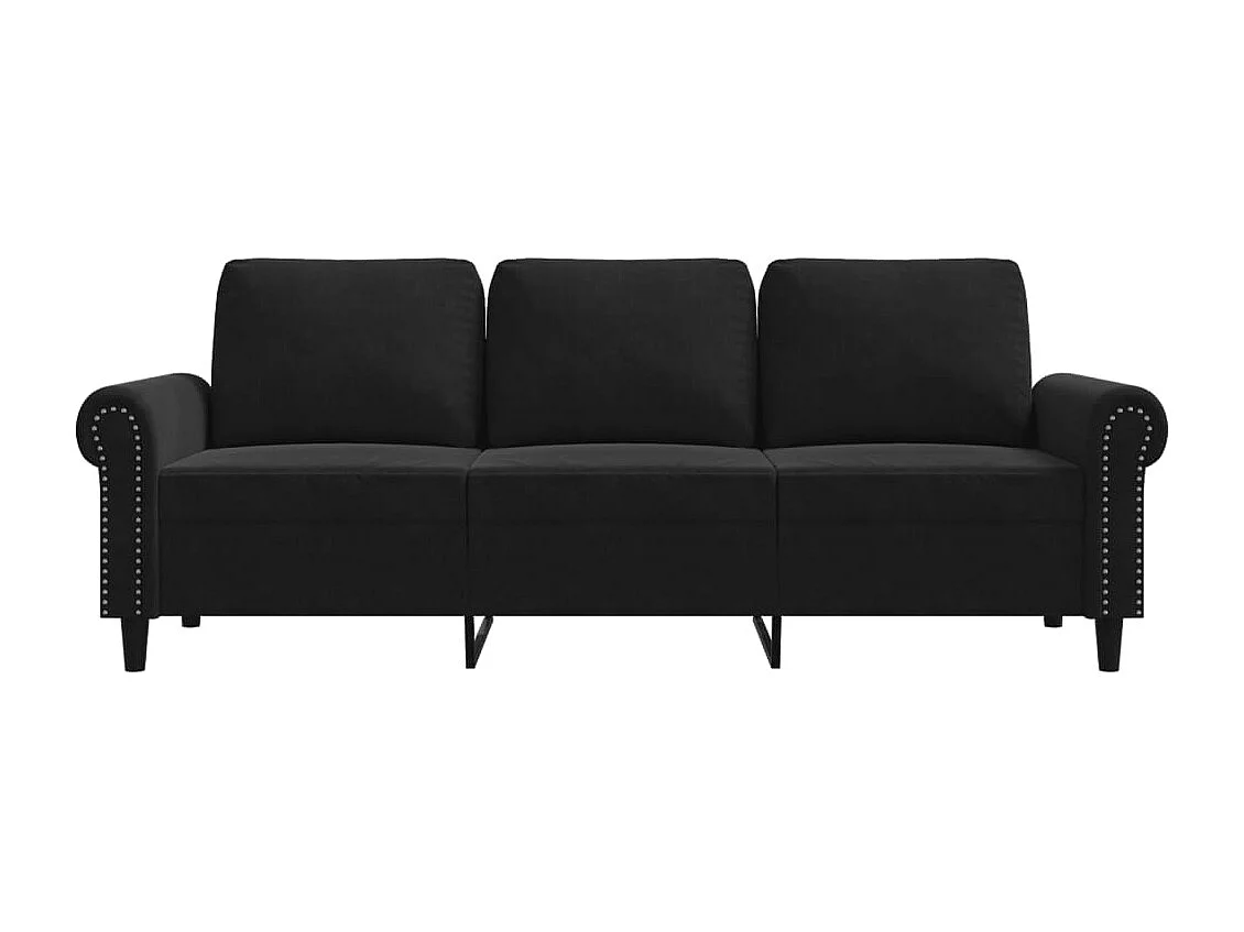 Sofá 3 plazas Terciopelo Negro 180 cm