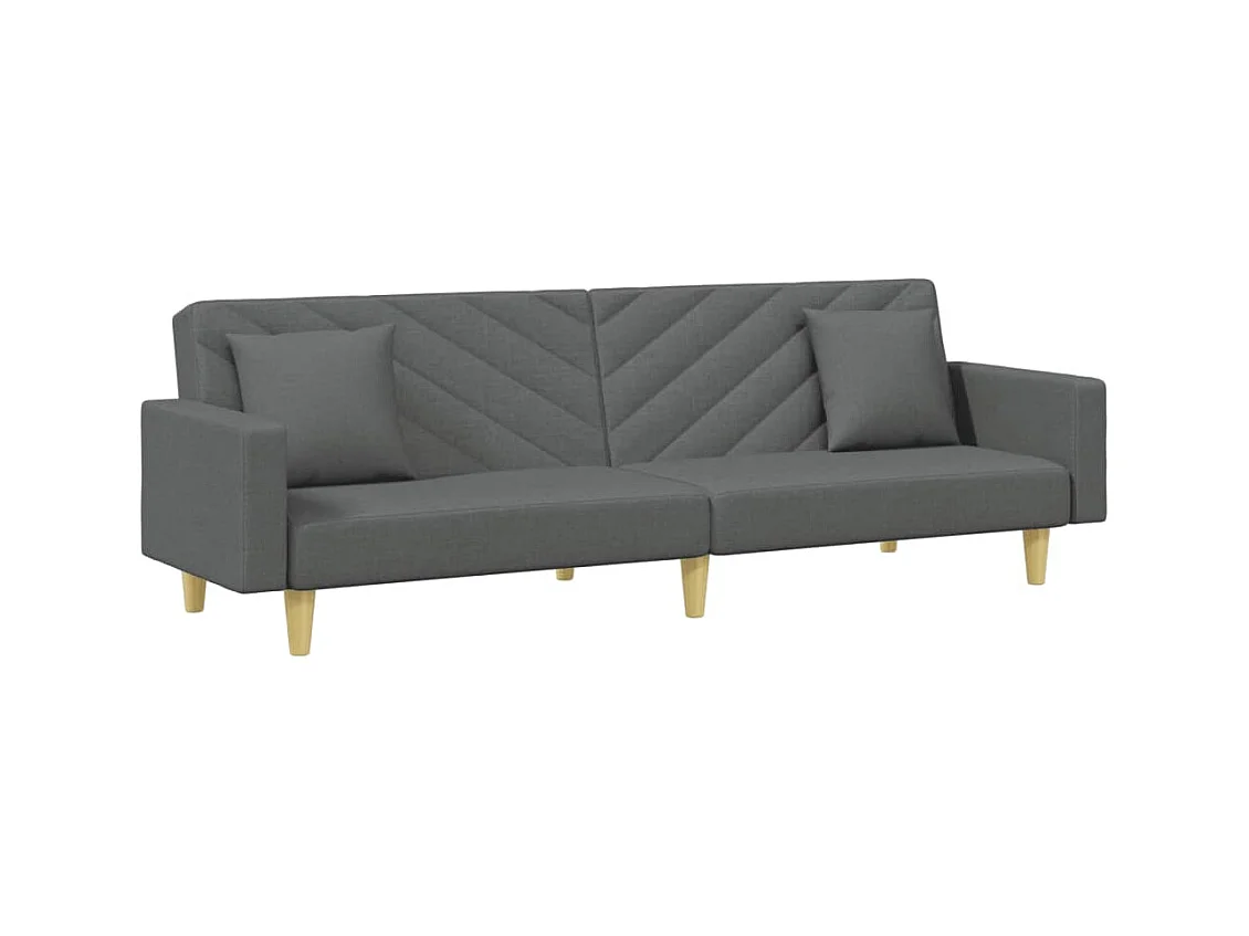 2-zits slaapbank met kussens en voetenbank in donkergrijs