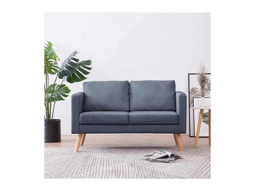 Sofá de 2 plazas en tela gris oscuro