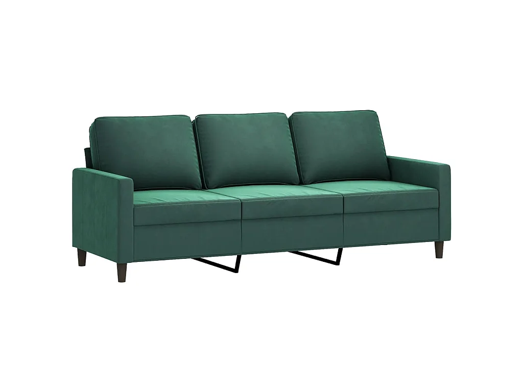 Set di divani 3 pezzi con cuscini in velluto verde scuro