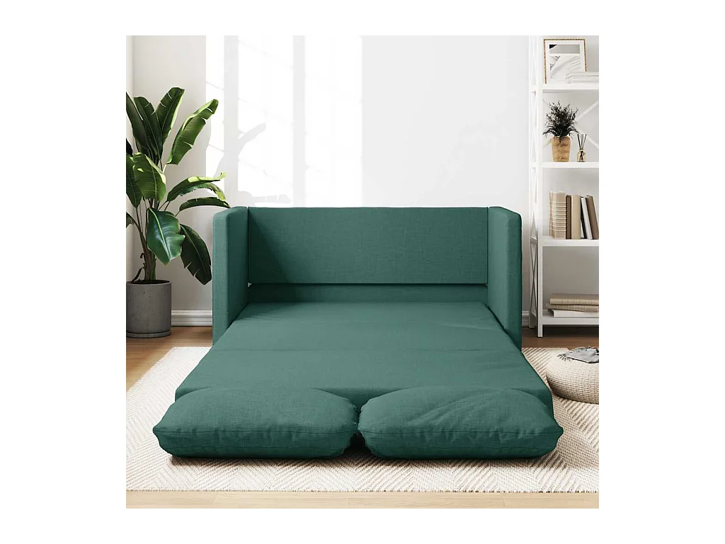 Divano letto 2 in 1 verde scuro 112x174x55 cm tessuto