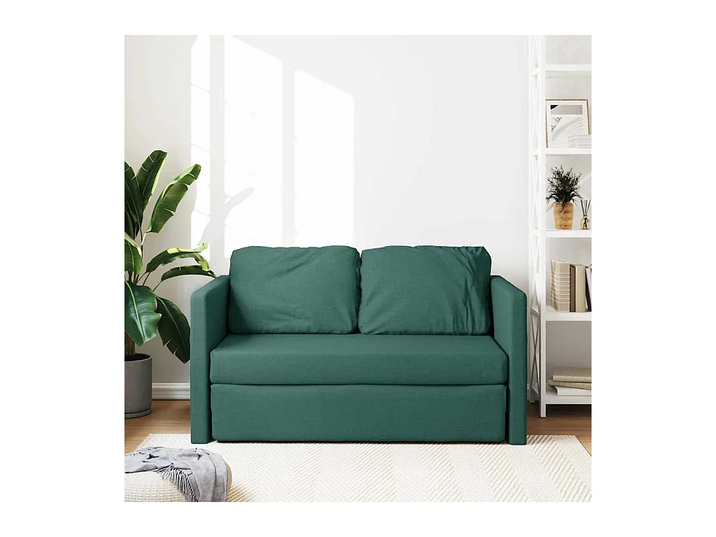 Divano letto 2 in 1 verde scuro 112x174x55 cm tessuto