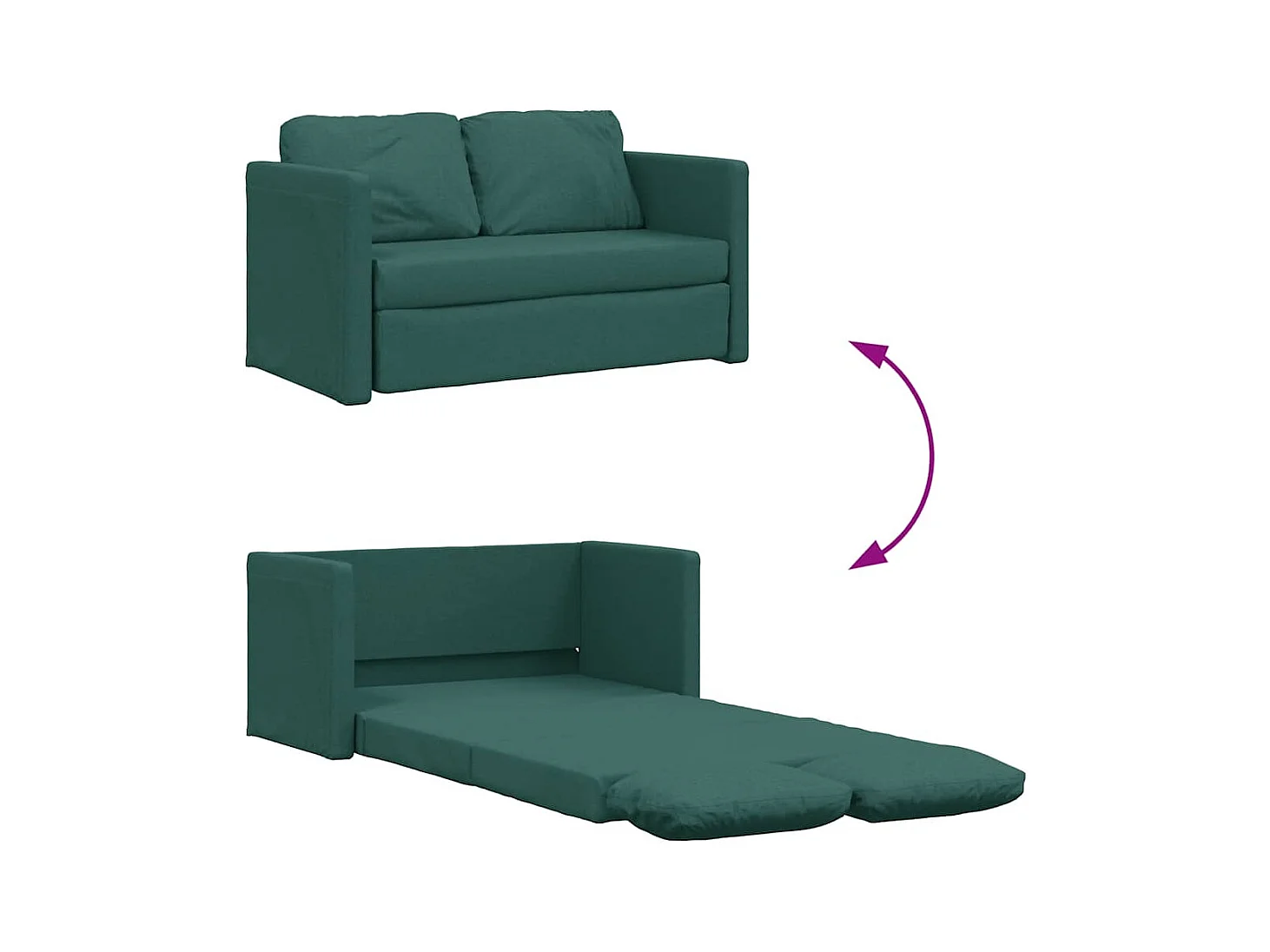 Divano letto 2 in 1 verde scuro 112x174x55 cm tessuto